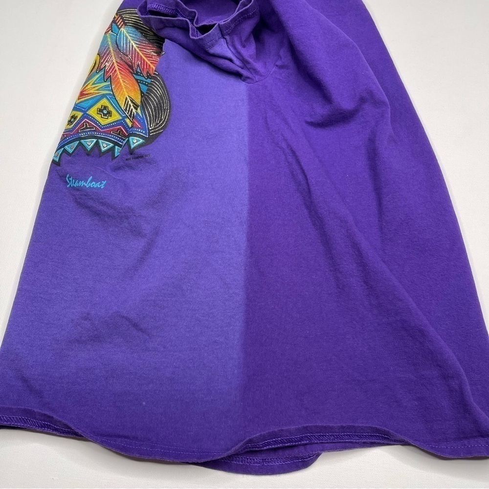 Vintage Gildan Tee Horse Equestrian Tribal Feather Purple Western Southwest - Picture 11 of 13
